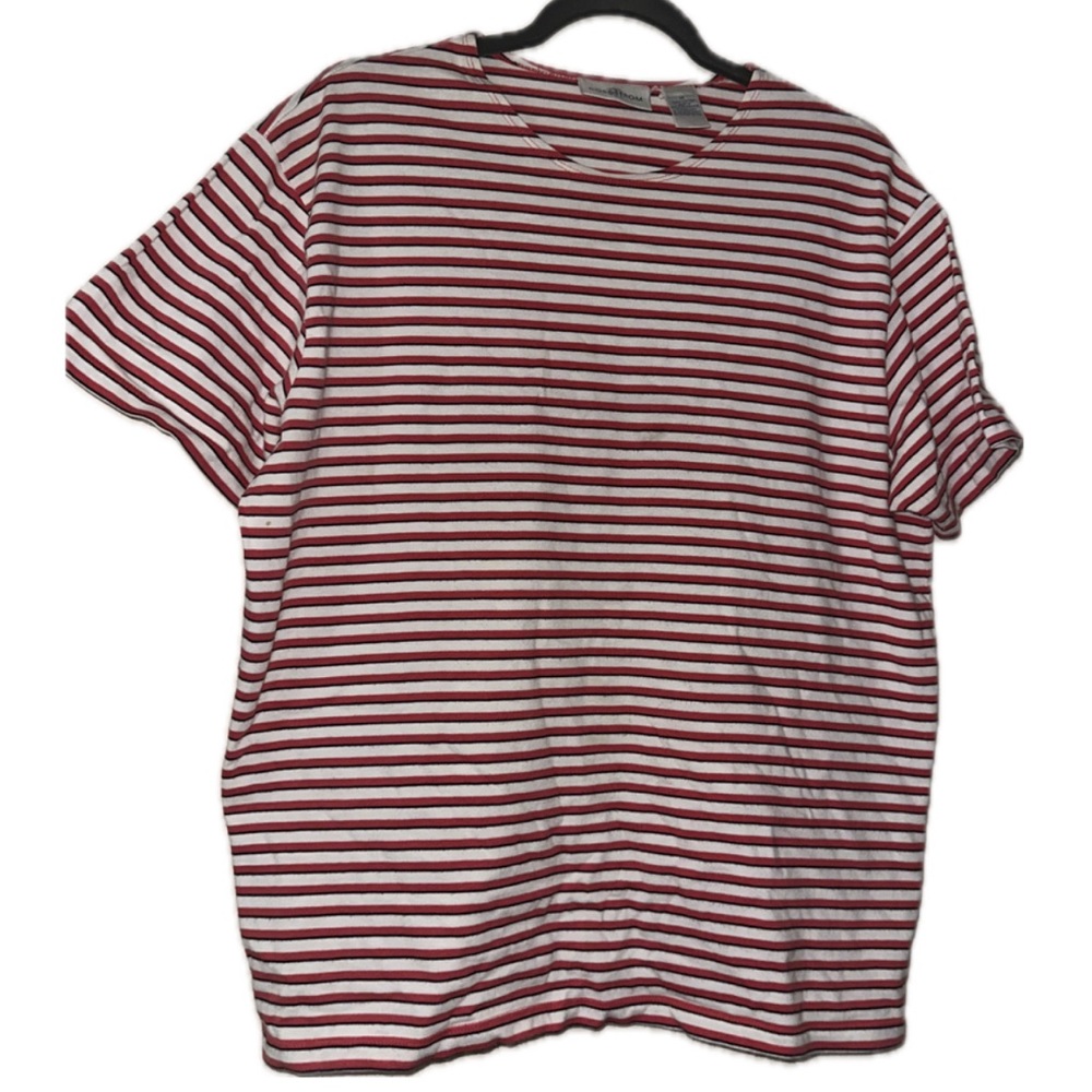 Nordstrom Red and White 100% Cotton Stripped Tshirt Women Size Medium